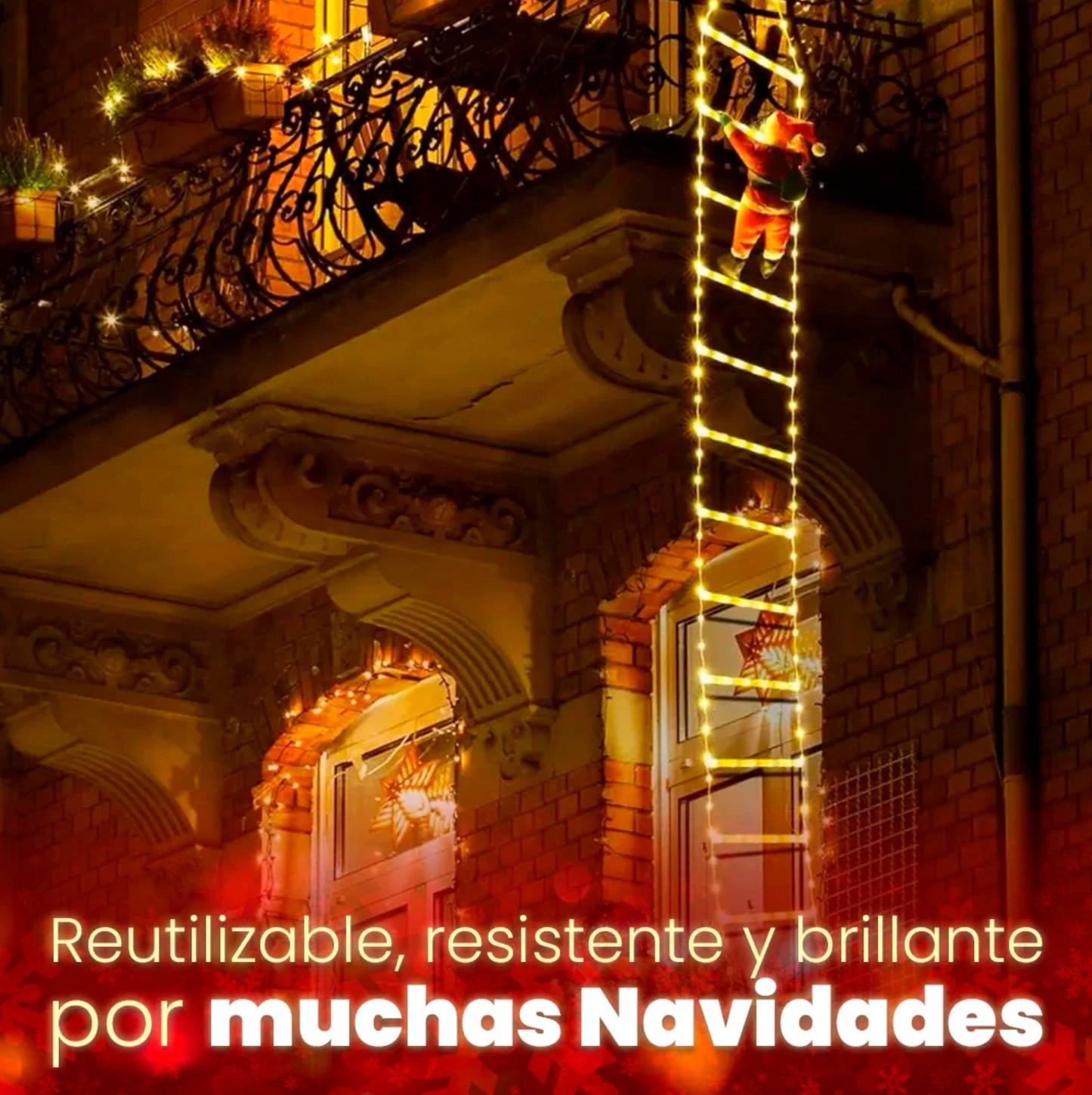 Merry Step™ - Papa Noel en Escalera con Luces Navideñas