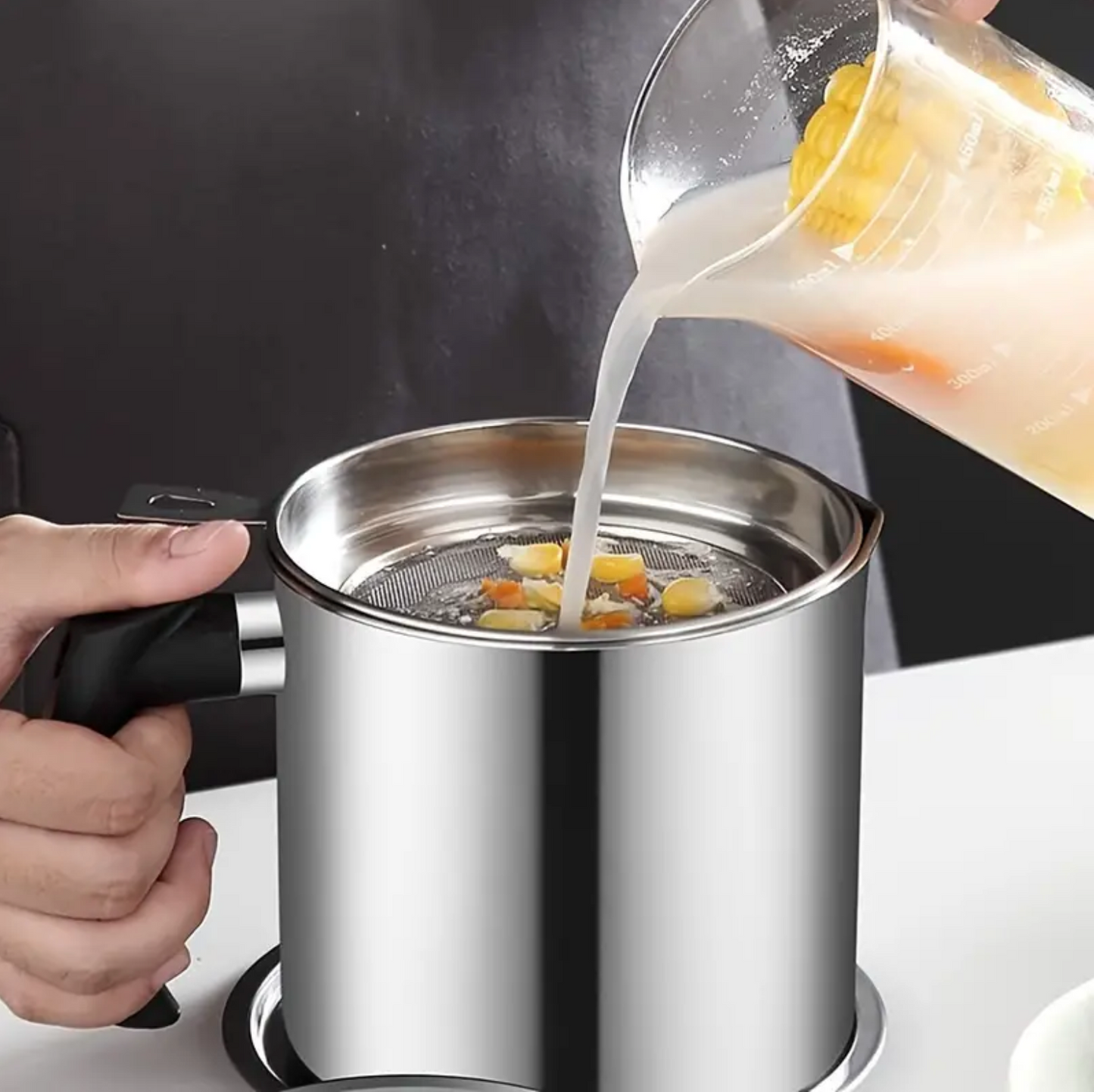 SAFEFRY® Set de Olla Freidora de 1.2L de Acero Inoxidable