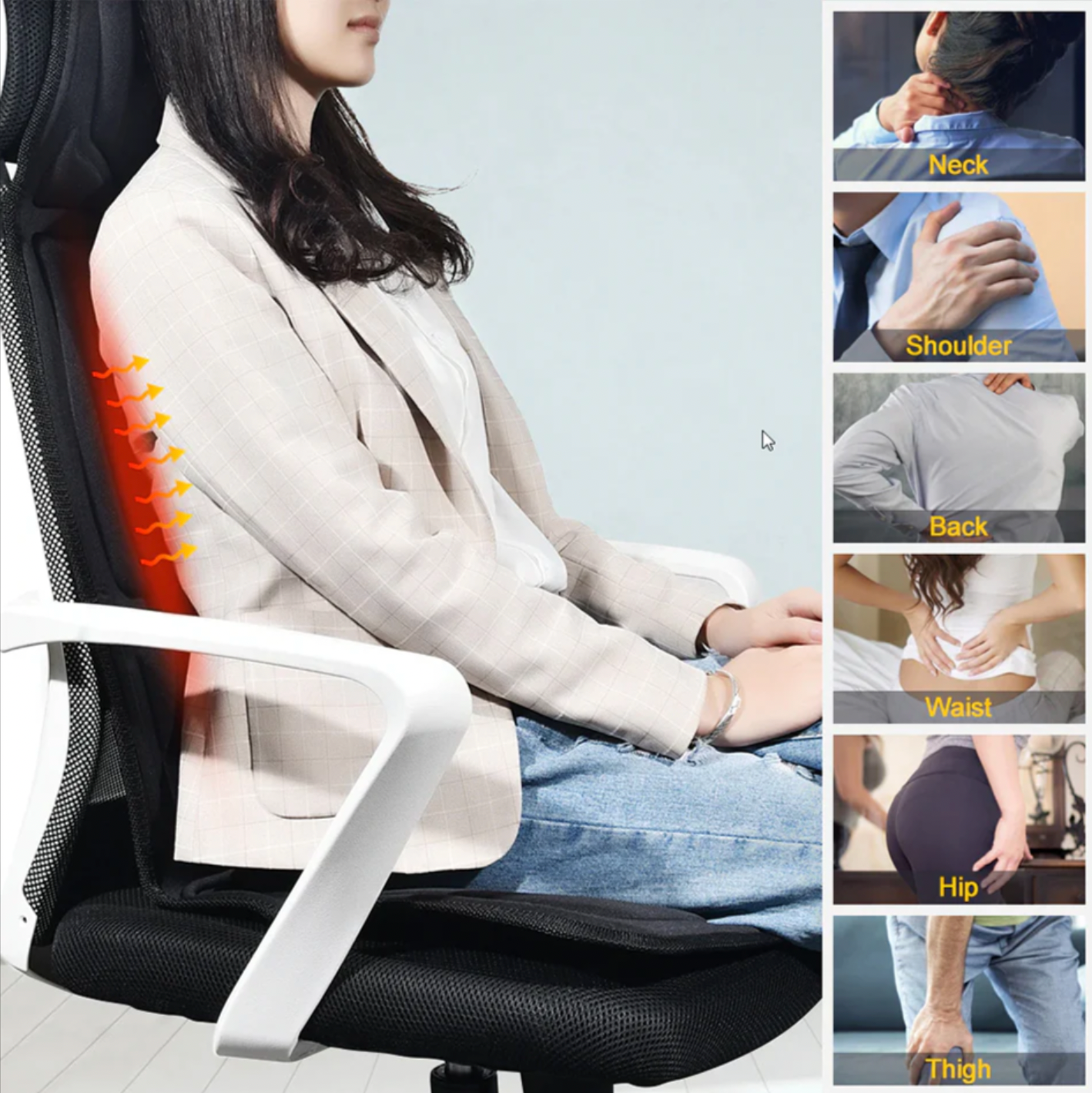 RelaxPro® - Masajeador tipo Silla con 8 Funciones y Calentador