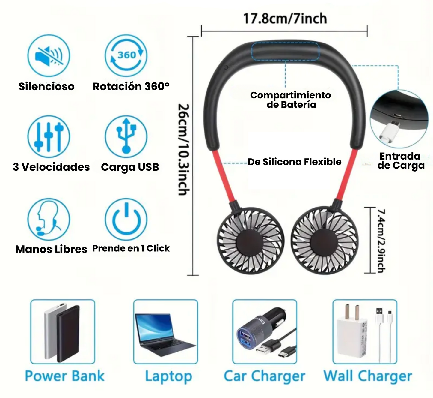 AirCooler® - Ventilador Portátil para Cuello 360º