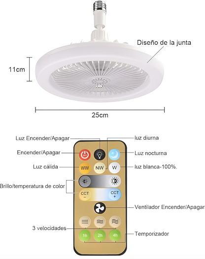 AirLight® - Ventilador con Foco LED de Tres Velocidades