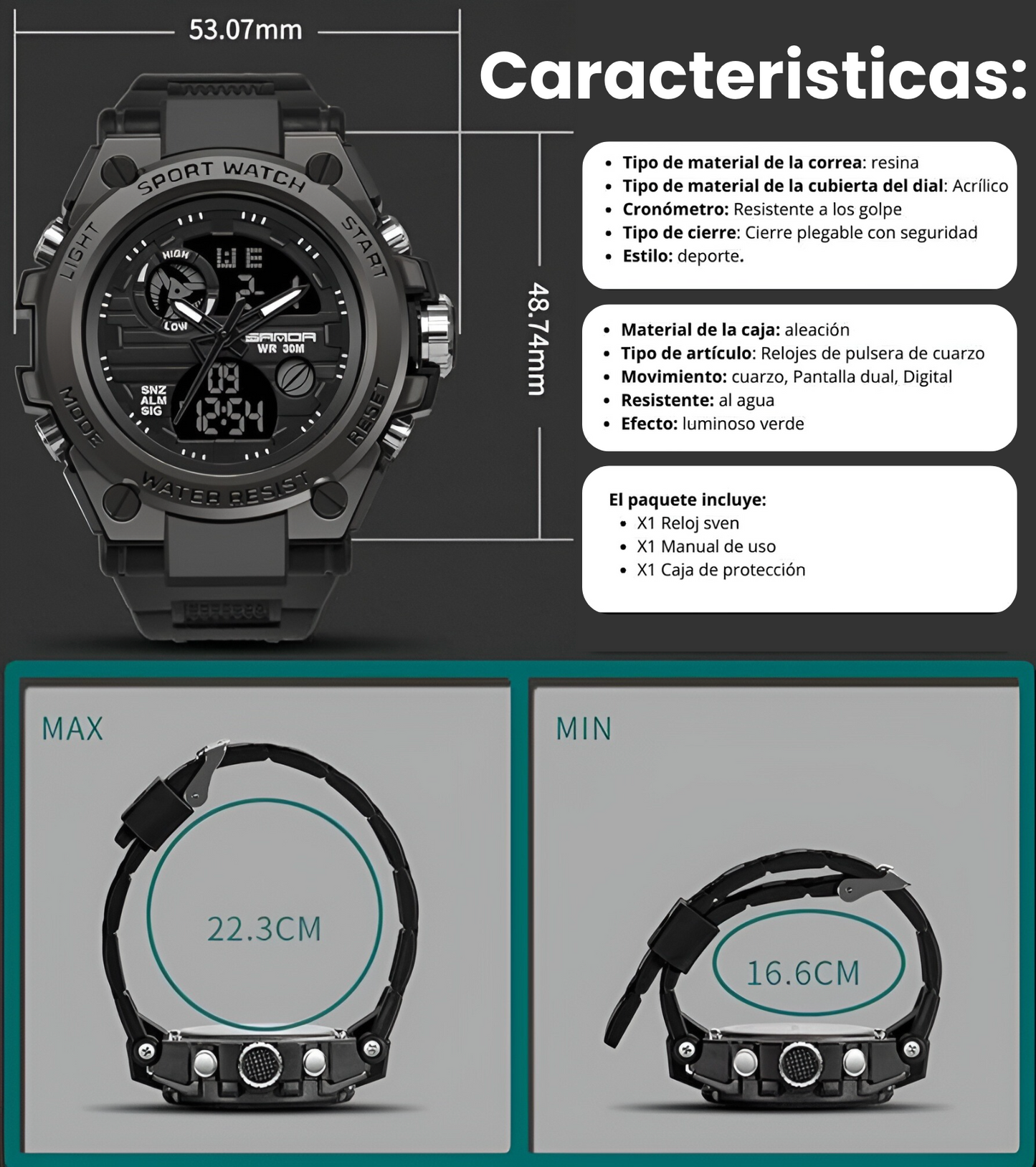AquaTime - Reloj Digital para Hombre