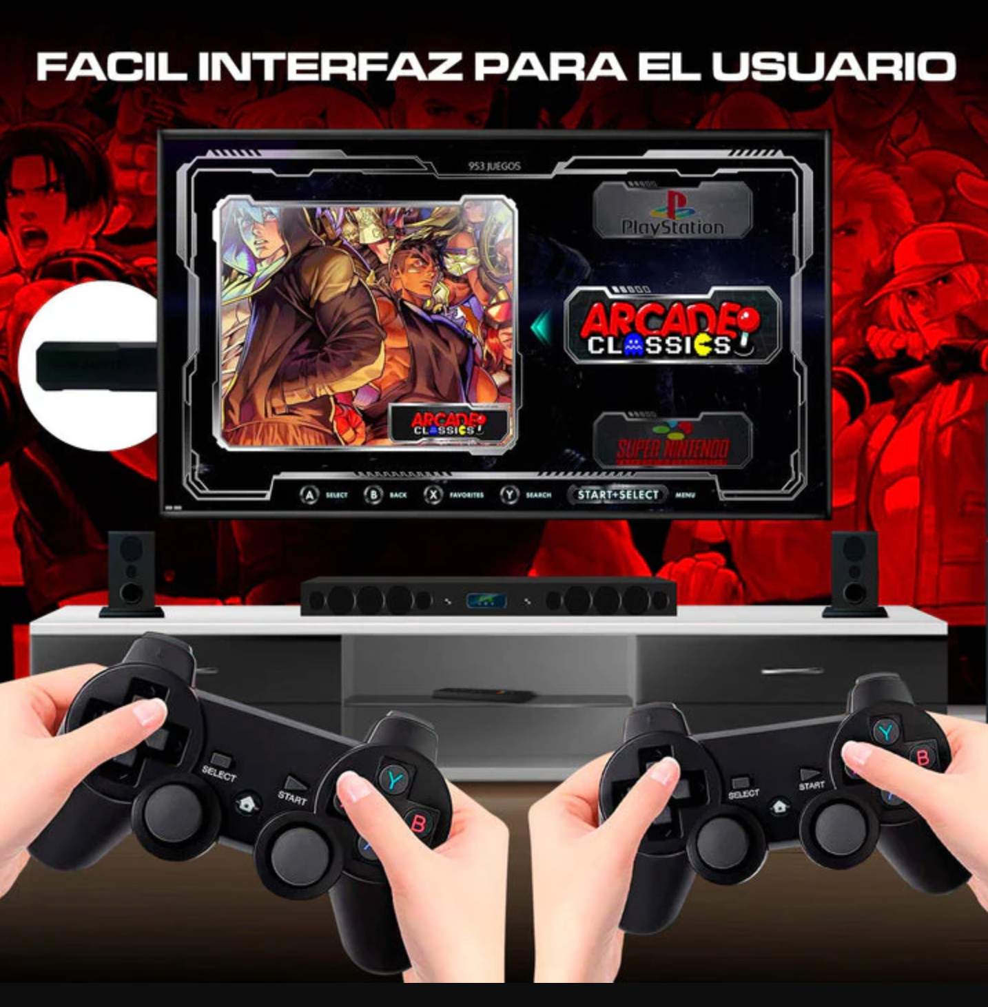 GAMESTICK® - Consola de video juegos retro 30,000 juegos + 2 mandos inalámbricos