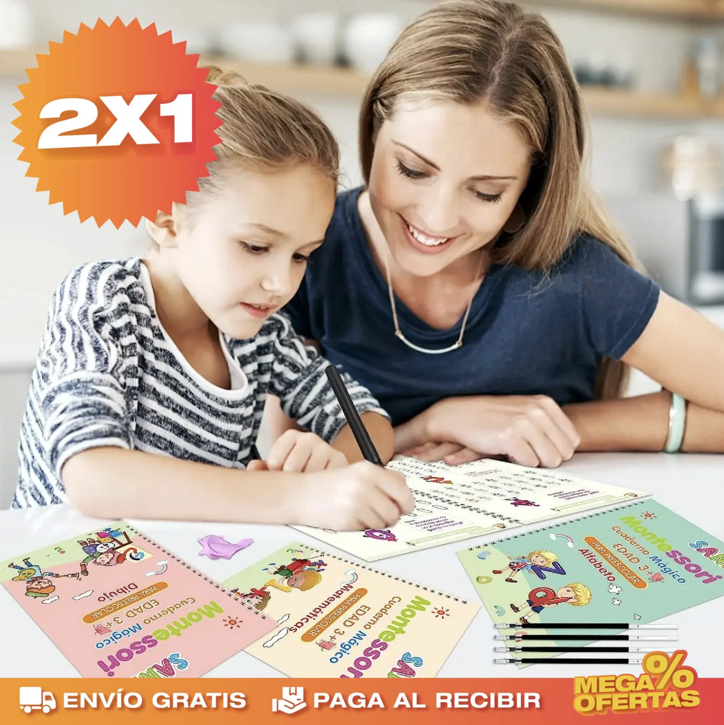Set de 4 Libros de Caligrafía con Tinta Mágica Reutilizable