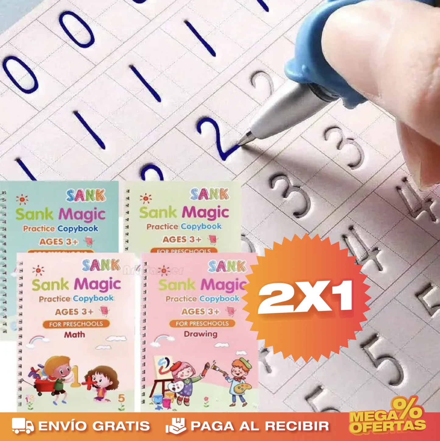 Set de 4 Libros de Caligrafía con Tinta Mágica Reutilizable
