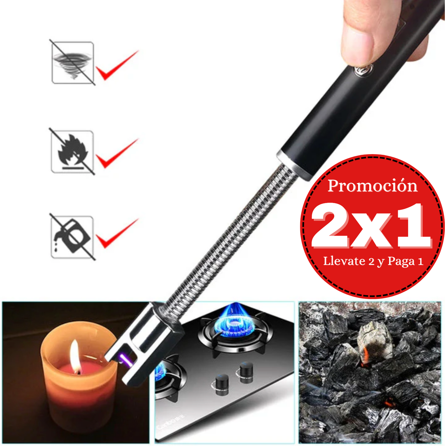 2x1 FlamaX® - Encendedor Eléctrico Carga USB
