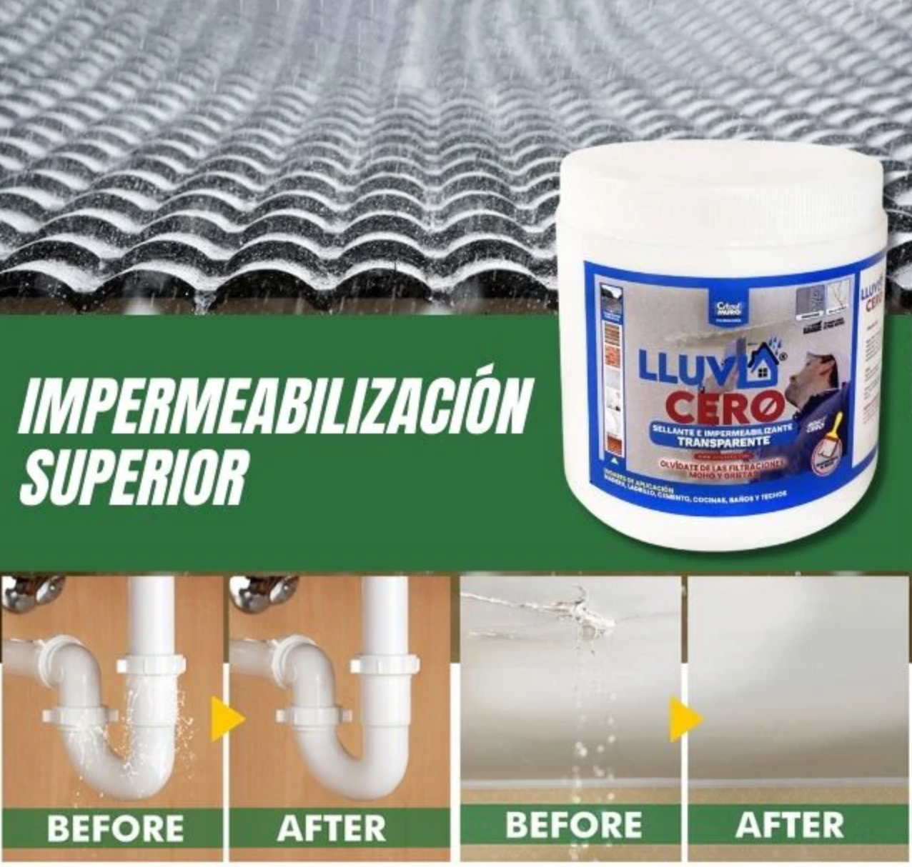 LLUVIACERO™️ Nuevo Sellador impermeabilizante Invisible Multisuperficies De Alta Duración