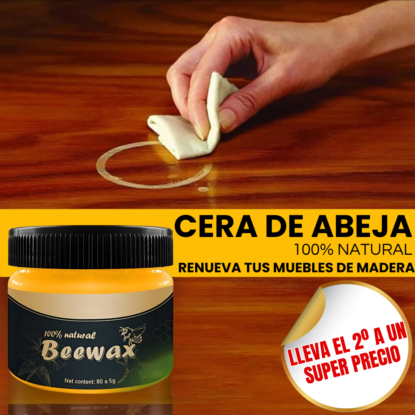 BeeWax® - Cera de Abeja Natural para Restauración de Muebles