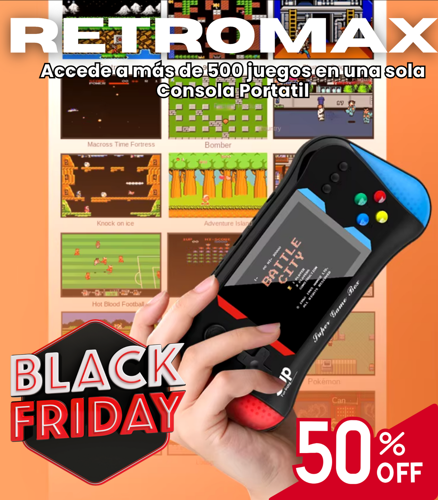 RetroMax® - Consola de VideoJuegos 500 en 1