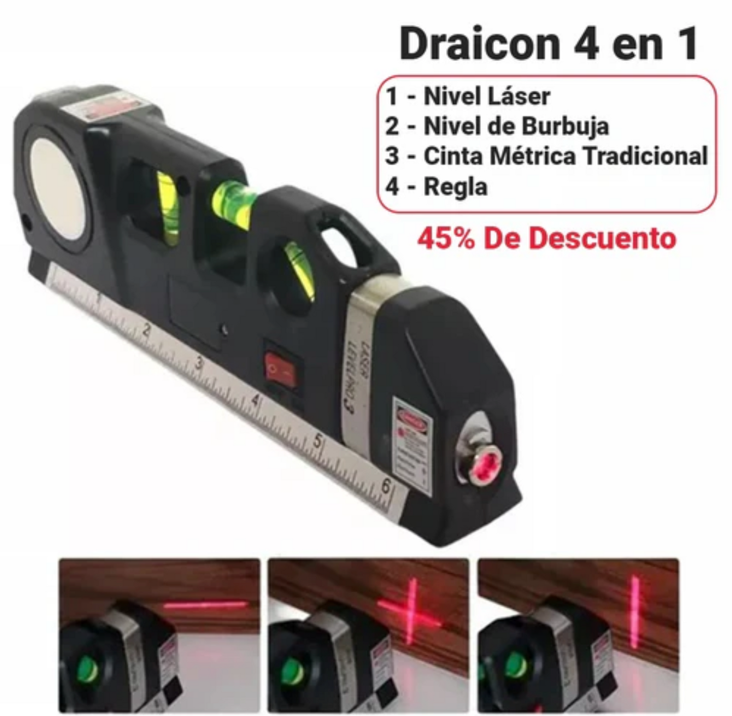 METRO LÁSER DIGITAL CON NIVELADOR