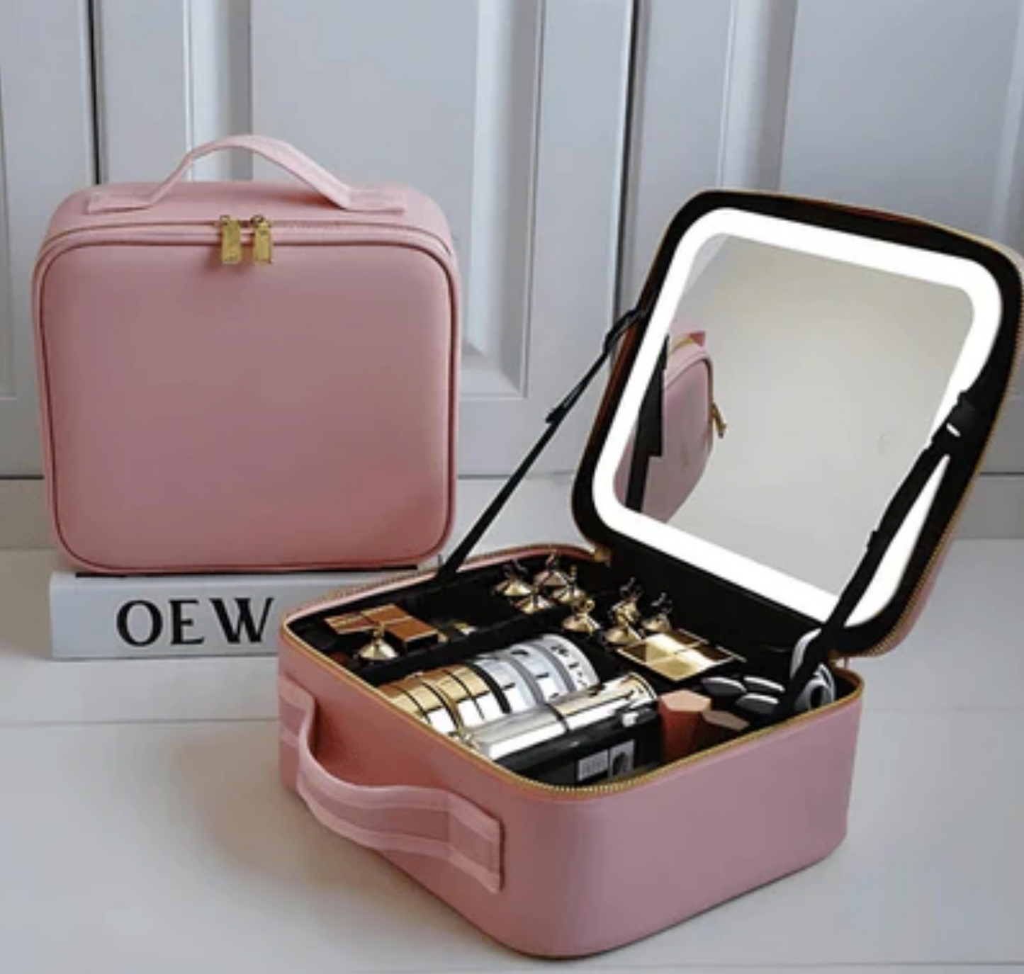 BeautyOne® - Cosmetiquera Profesional Portátil con Espejo LED