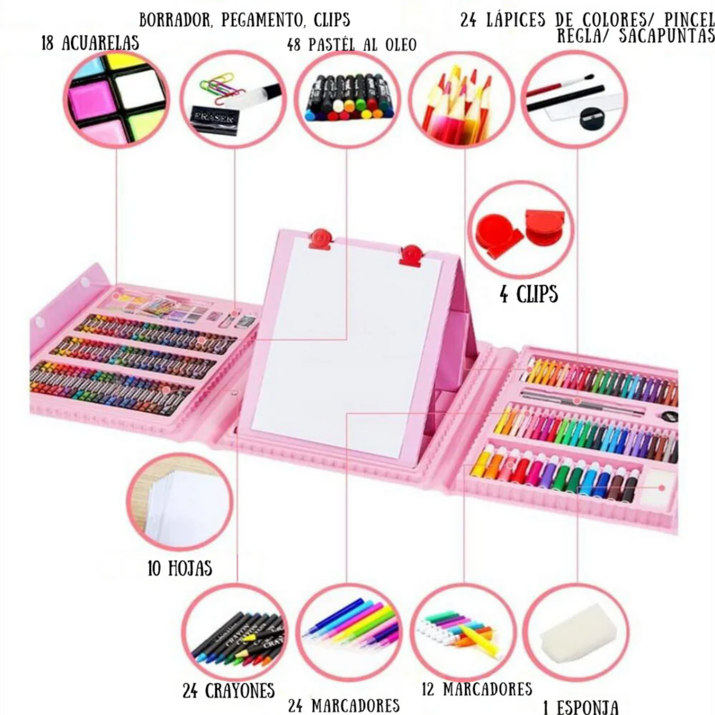 Kit Maletín De Arte Escolar 208 Piezas