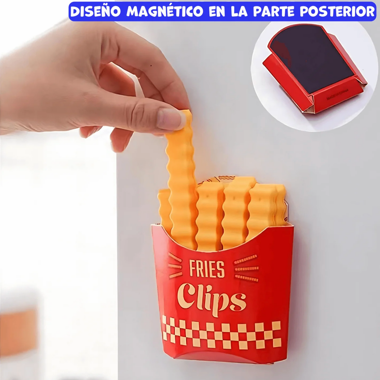 FriesClips™ - Set de 10 Clips Magnéticos en forma de Papas Fritas para Sellado de Bolas de Alimentos