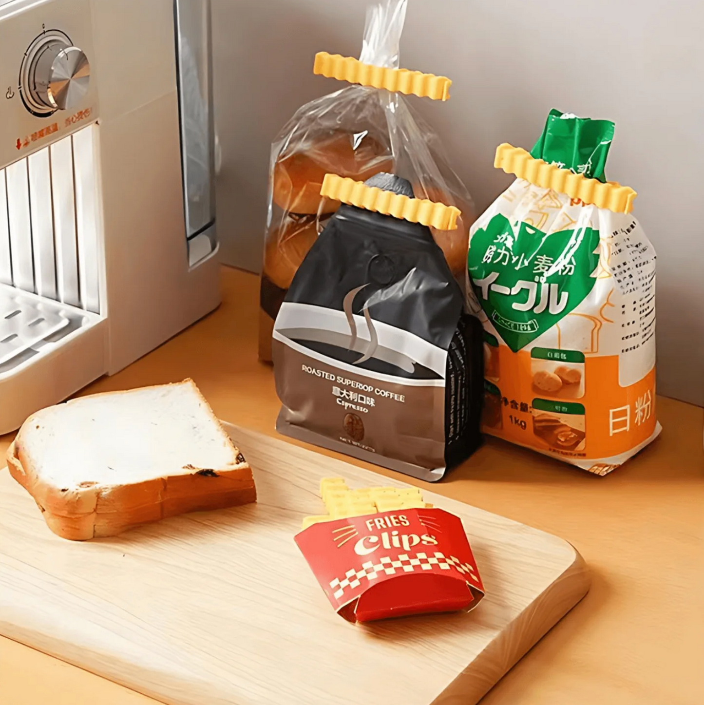 FriesClips™ - Set de 10 Clips Magnéticos en forma de Papas Fritas para Sellado de Bolas de Alimentos