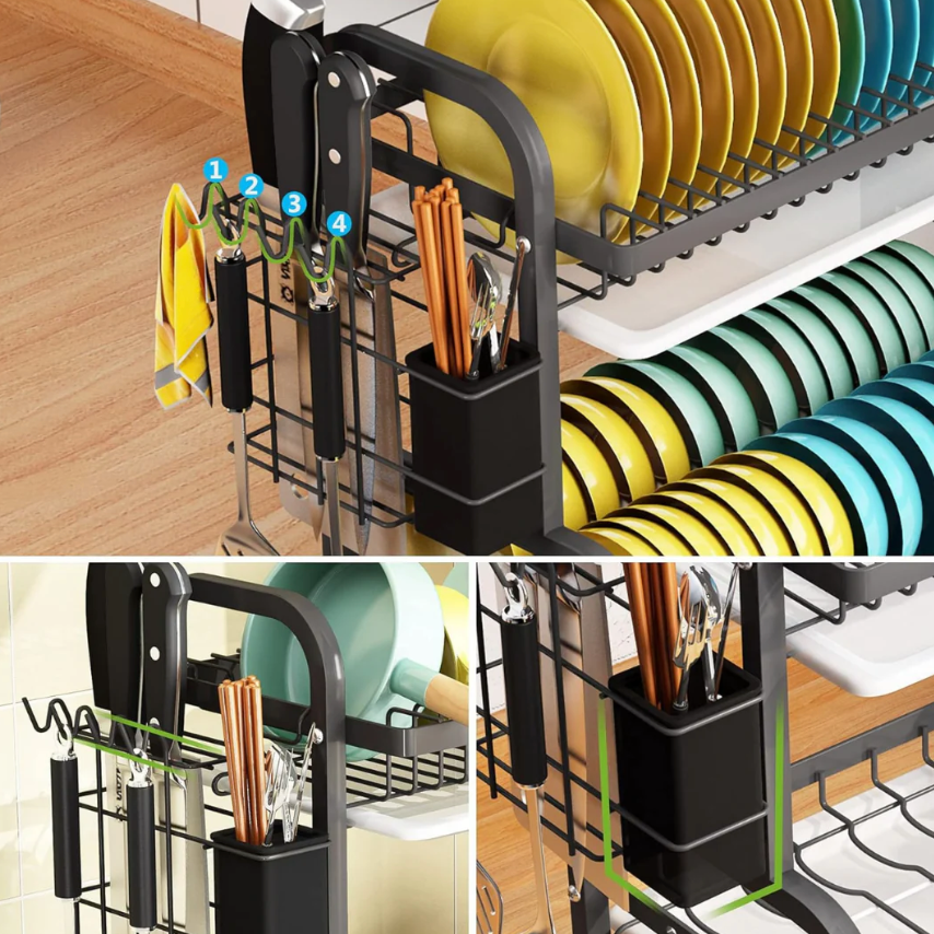 Escurridor de Cocina Compacto de 3 Niveles - Acero Inoxidable