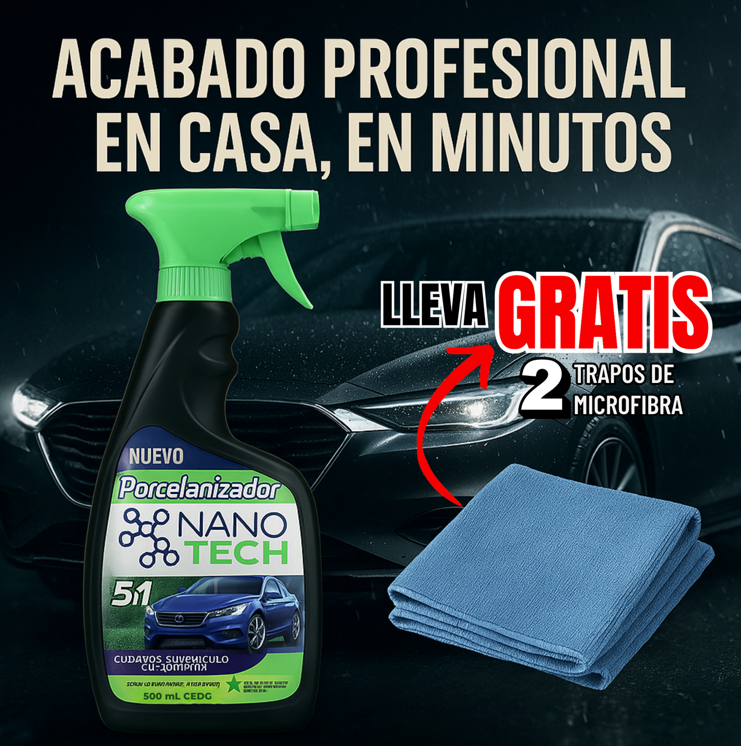 Porcelanizador Nanotech + 2 Paño de Microfibra de Regalo