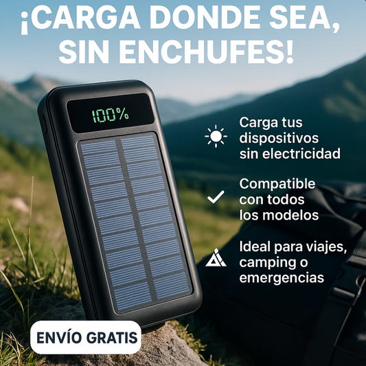 🔋POWER BANK 4 EN 1 CON PANEL SOLAR 20000mAh + LINTERNA🌞