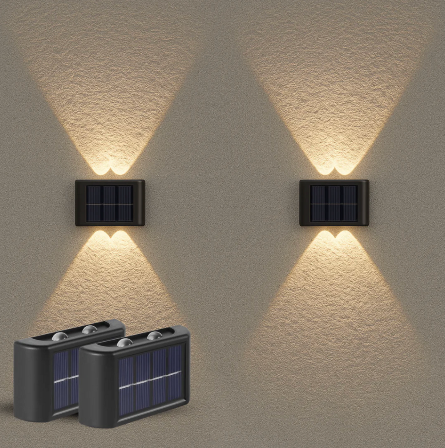 Focos Solar Bidireccional de Pared Exterior Pack x2