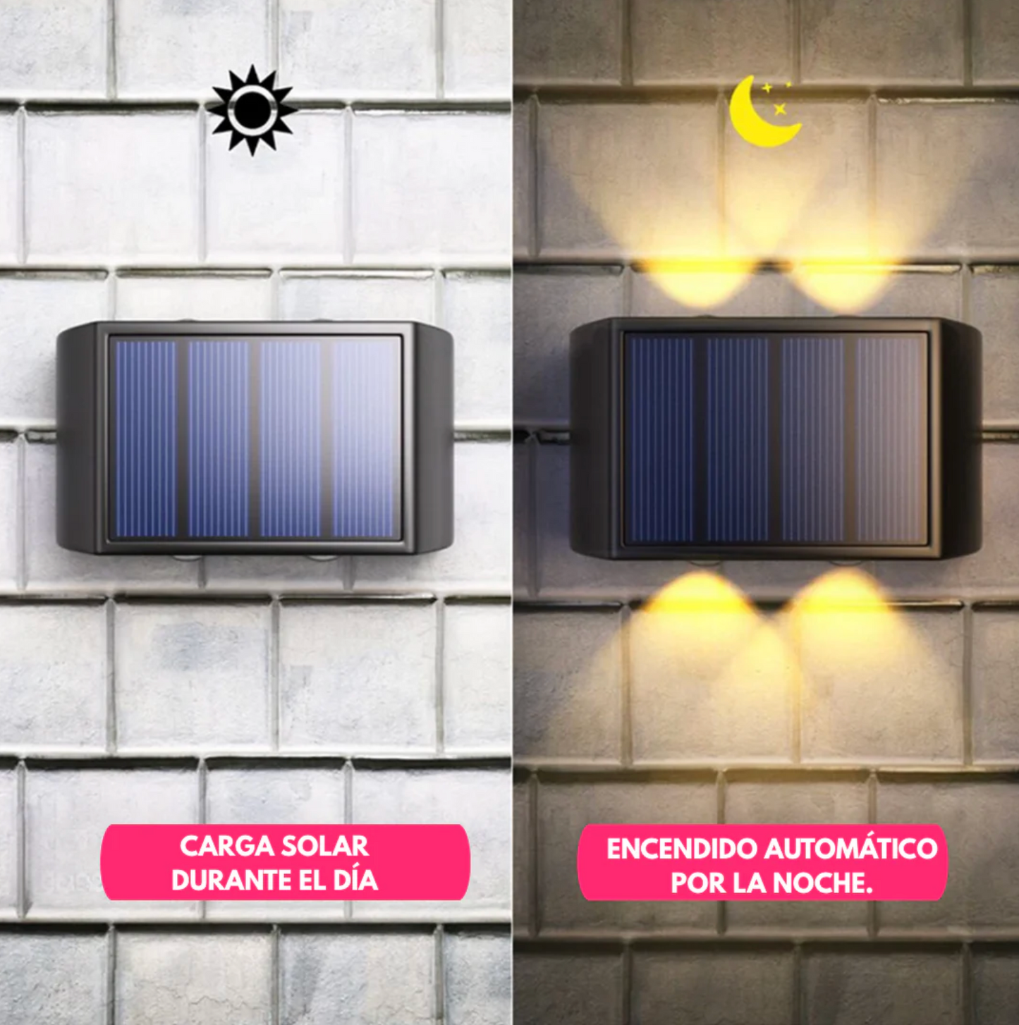 Focos Solar Bidireccional de Pared Exterior Pack x2