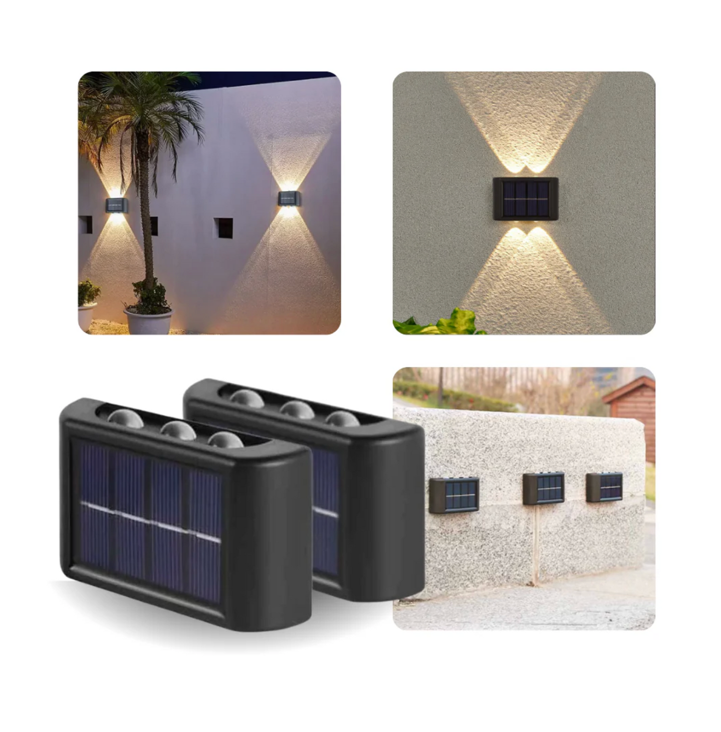 Focos Solar Bidireccional de Pared Exterior Pack x2