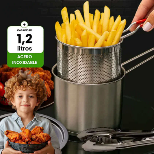 SAFEFRY® Set de Olla Freidora de 1.2L de Acero Inoxidable