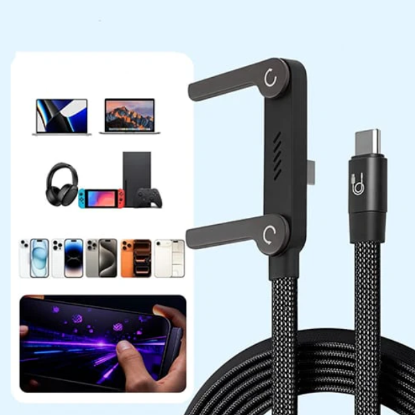 Cable con Soporte y Carga Ultrarrápida 240W| Puerto Tipo C de 1.5 m