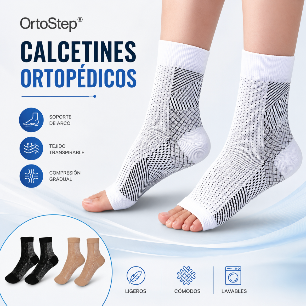 Pack de 3 pares de OrtoStep® (Calcetines de Compresión Ortopédicos)