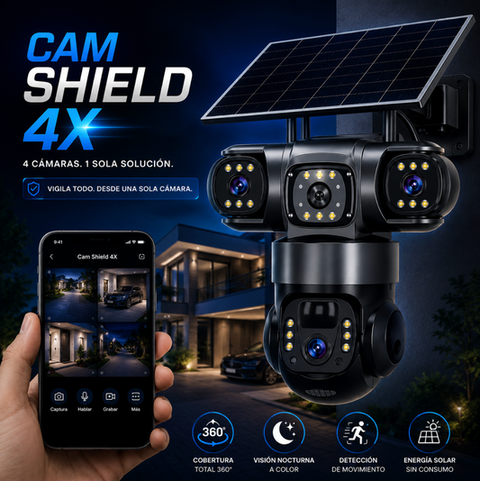 CamShield 4X® - Cámara de Vigilancia Militar con Panel Solar