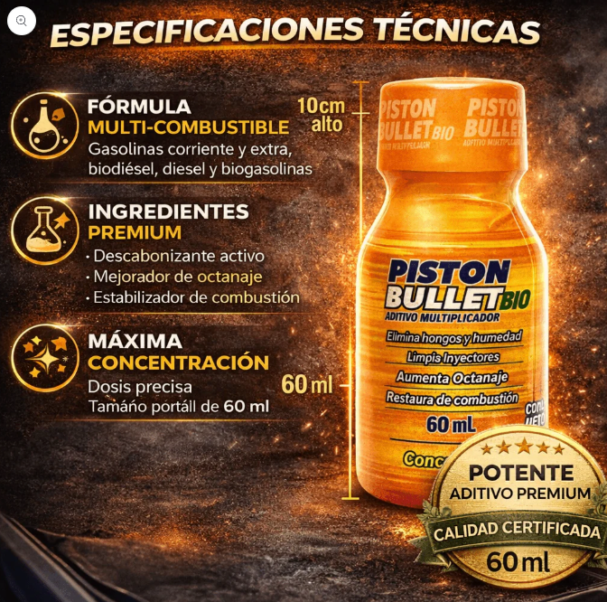 Piston Bullet® 3x1 - Limpia y potencia tu motor + Guia GRATIS