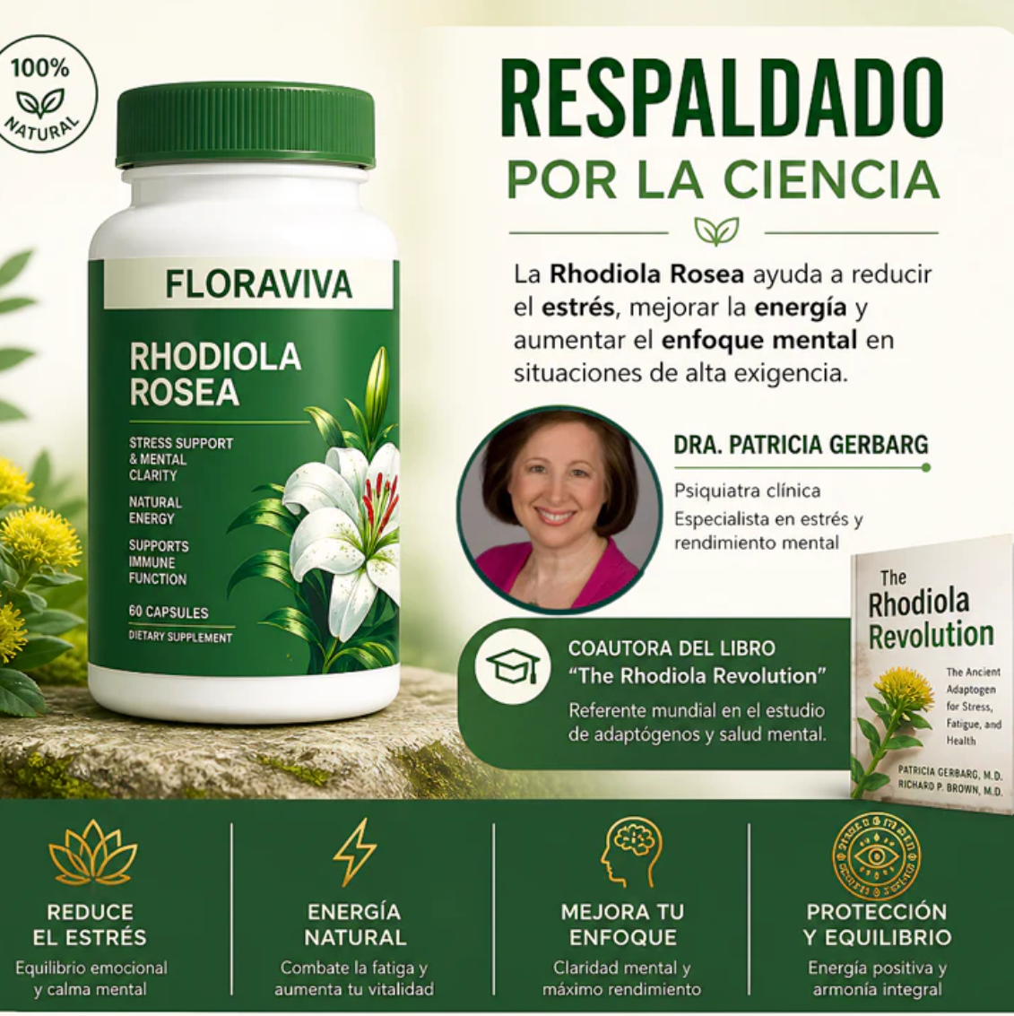 🌿 Rhodiola Rosea Premium | Energía Natural y Bienestar Diario⚡| 60 Cápsulas