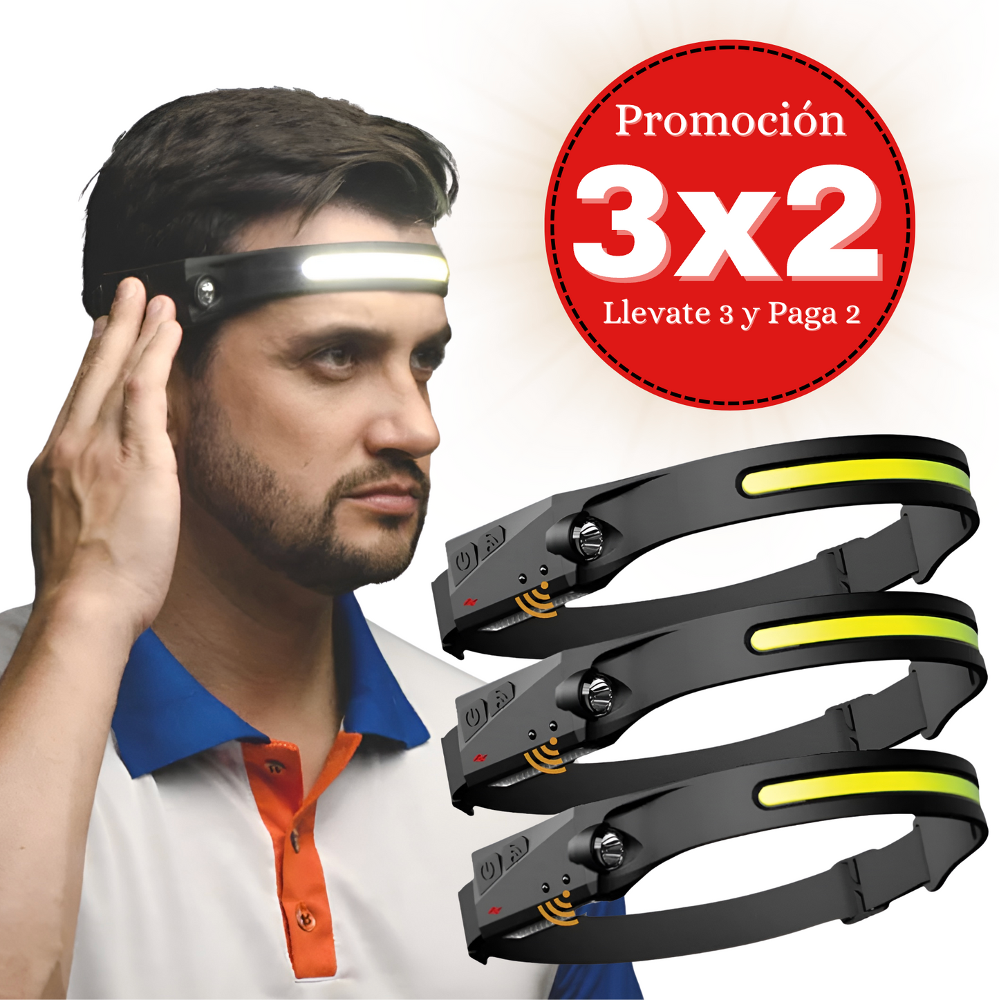 🎁MEGA PROMO 3X2🎁 Quito Ligth® - Linterna para Cabeza con Sensor