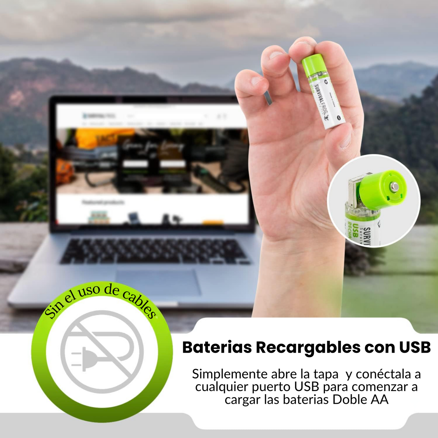 GreenPower® - Pack x2 Pilas AA Recargables USB