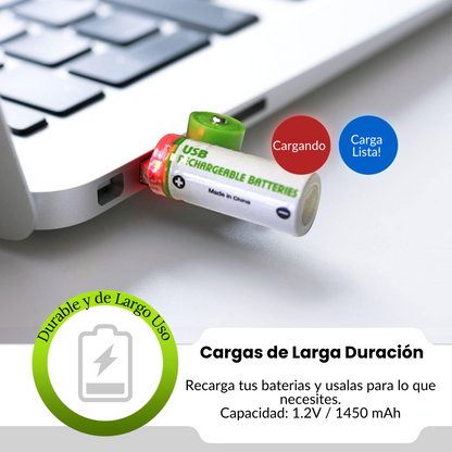 GreenPower® - Pack x2 Pilas AA Recargables USB