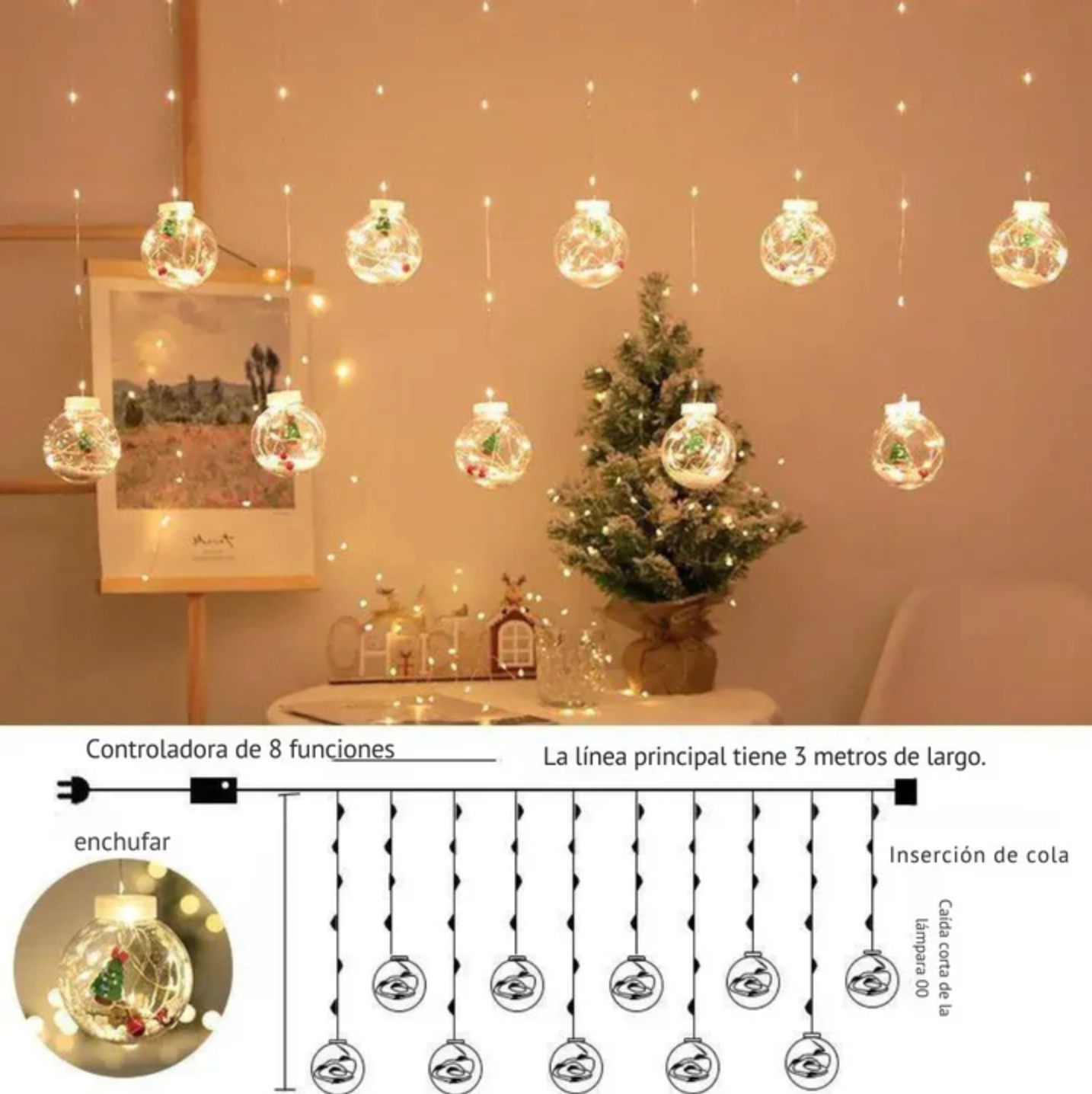 Cortina de Luces LED Navideñas - SnowGlow™