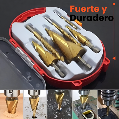 Drill Master® - Set X 6 Brocas Escalonada, Revestimiento Titanio