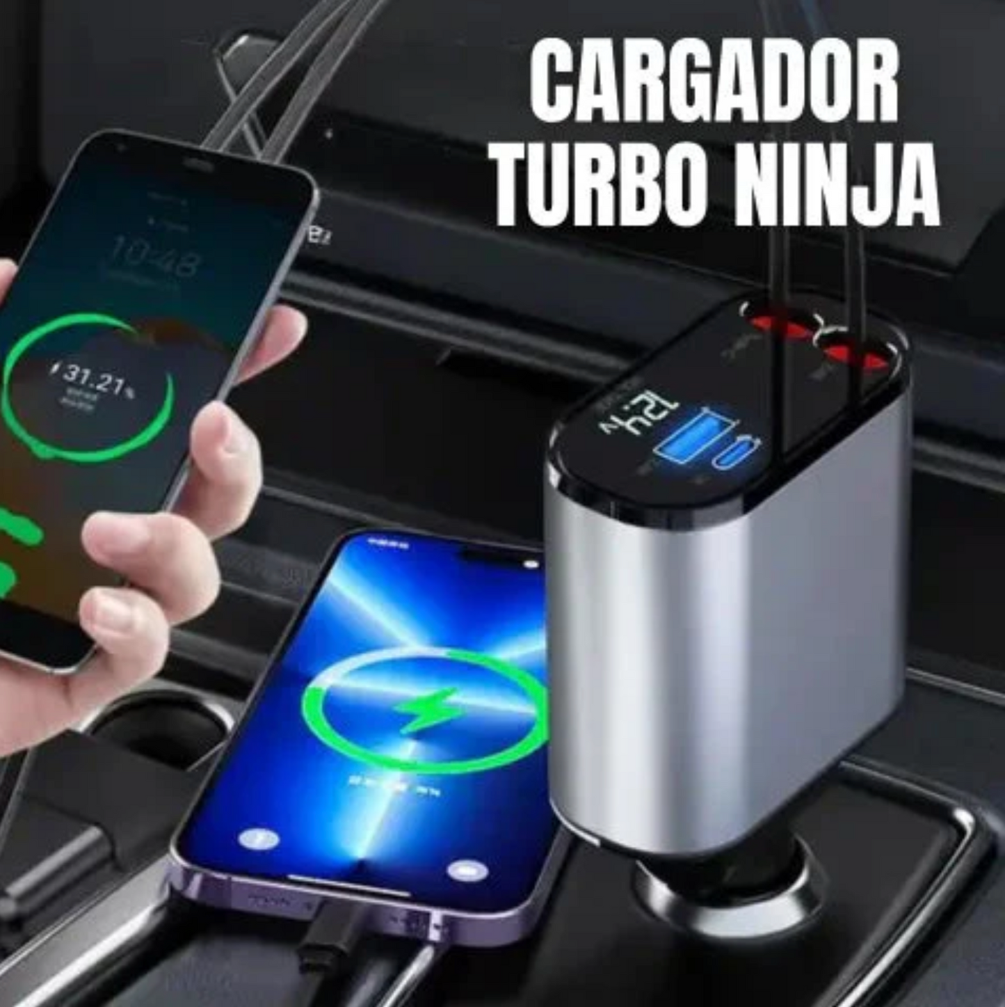 Turbo Ninja® - Cargador para Carro 4 en 1