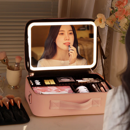 BeautyOne™ - Cosmetiquero Profesional Portatil con Espejo LED