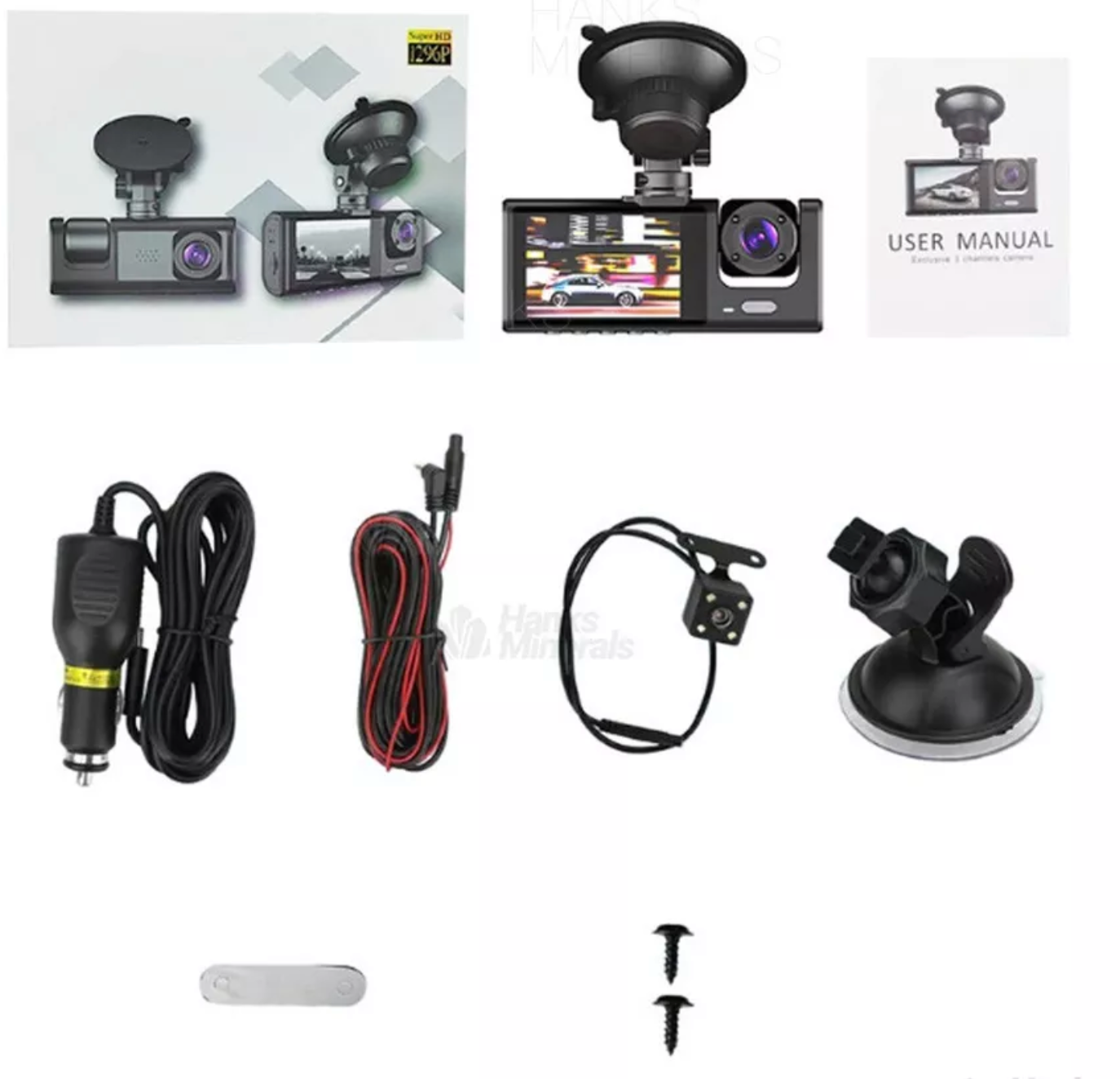 Cámara HD 1080P 3 en 1: Frontal, Trasera e Interior