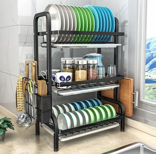 Escurridor de Cocina Compacto de 3 Niveles - Acero Inoxidable