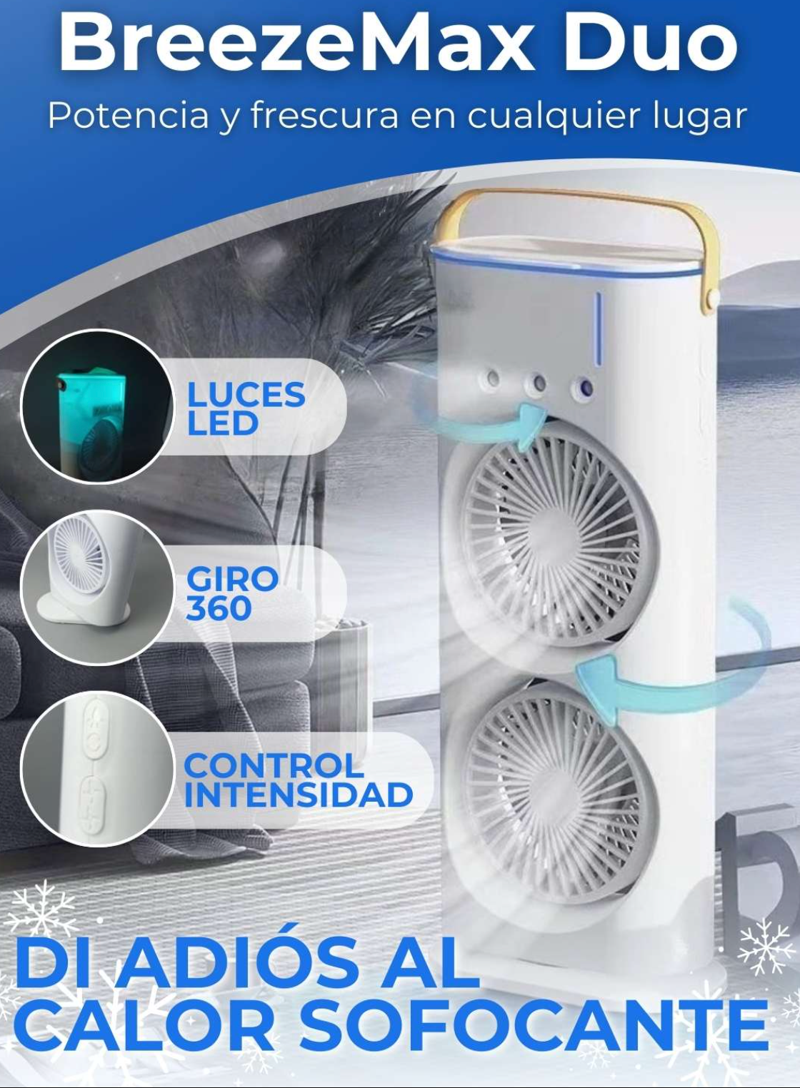BreezeMax Duo® - Ventilador Doble con Humidificador