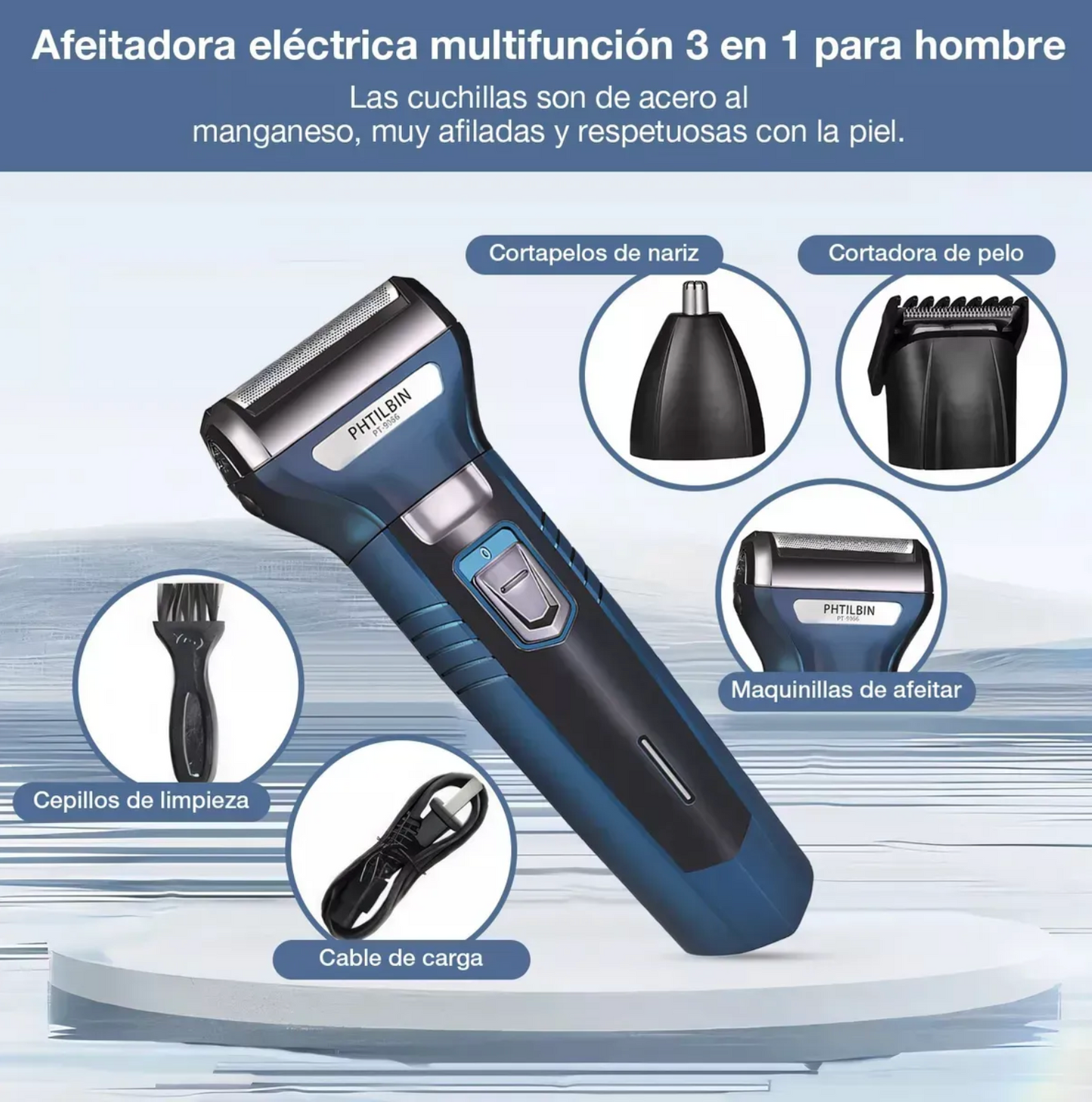 Rasuradora 3 en 1™ – Afeita, recorta y perfila con precisión