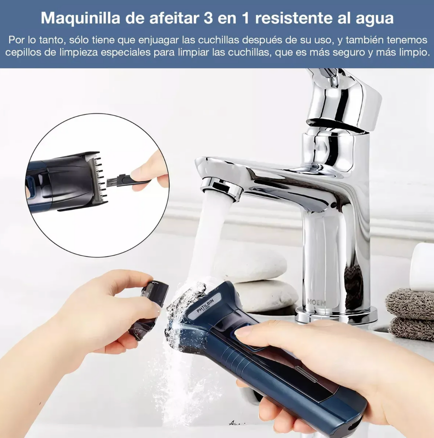 Rasuradora 3 en 1™ – Afeita, recorta y perfila con precisión