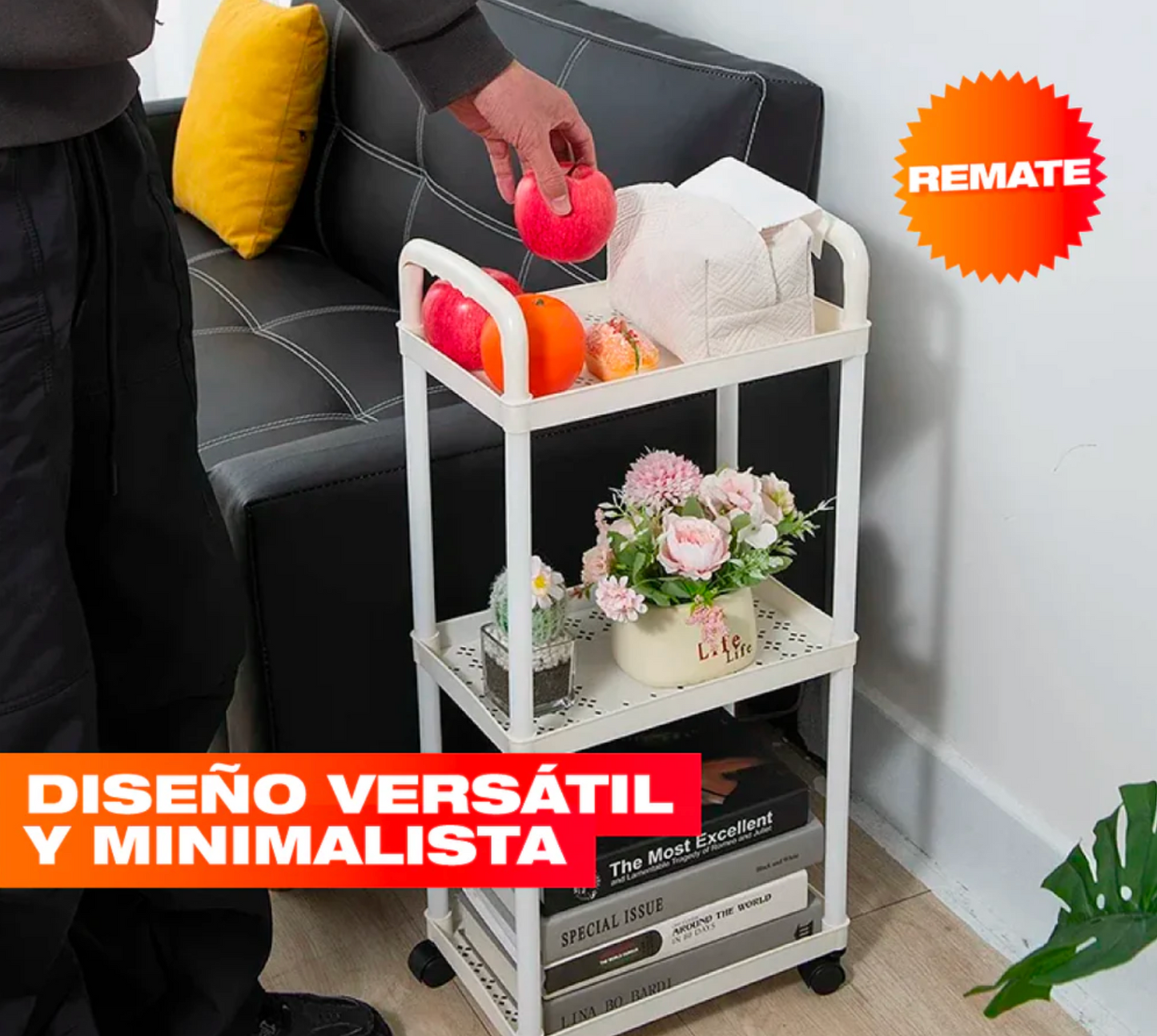 ESTANTE ORGANIZADOR DE 4 NIVELES CON RUEDAS