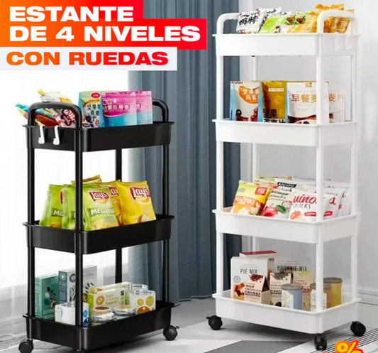 ESTANTE ORGANIZADOR DE 4 NIVELES CON RUEDAS