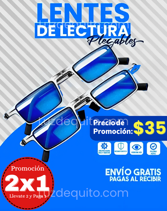 2x1 Vision Max® - Gafas Multifocales Plegable con Protección Contra Luz Azul