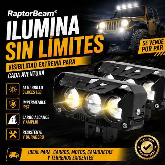 RaptorBeam® - Par de Faros Exploradores 3-Lupas