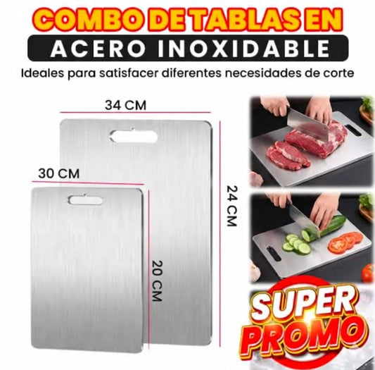 COMBO X2 TABLAS DE COCINA ACERO INOXIDABLE